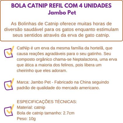 Imagem de Refil Bolinha Catnip Para Reposição Brinquedo Gato Abacate e Outros 4 unidades Jambo Pet