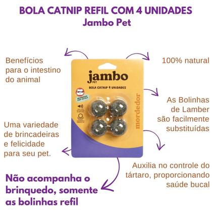 Imagem de Refil Bolinha Catnip Para Reposição Brinquedo Gato Abacate e Outros 4 unidades Jambo Pet