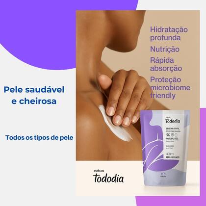 Imagem de Refil Creme Desodorante Nutritivo Hidratante  Corpo  Natura Tododia 400ml - Hidratação e nutrição