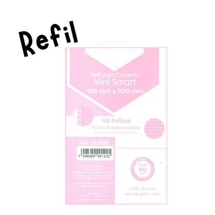 Imagem de Refil de Caderno Mini Smart Rosa Dac Com 48 Folhas Reposicionáveis 138x200mm Material Escolar Lindo