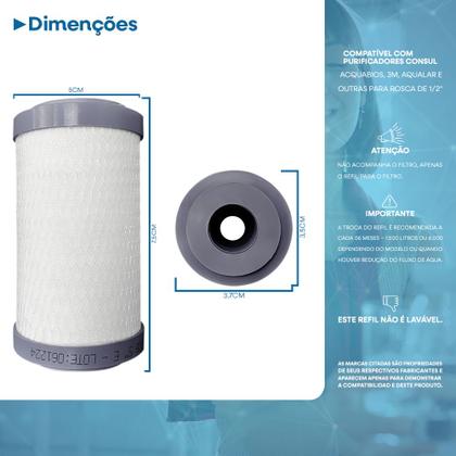 Imagem de Refil de Reposição Filtro Com Torneira Carbon Block Acqua 5" Acquabios