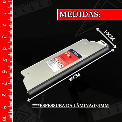 Imagem de Refil Desempenadeira Tipo Berox 25cm Lâmina Aço Inox Acabamento Liso Massa Corrida Cimento Queimado