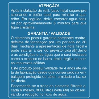 Imagem de Refil Filtro com Dolomita para purificadores Electrolux WFS020 MASTER FLOW