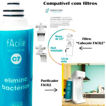 Imagem de Refil Filtro Facile C7 Antibacteriano Purificador De Agua Hidrofiltros Elimina Bactérias