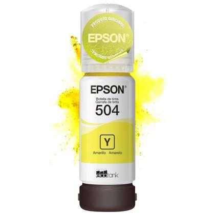 Imagem de Refil Garrafa de Tinta Original Epson EcoTank T504 T504420 Amarelo L4150 L4160 L6161 L6171 L6191 L4260 L14150 L6270