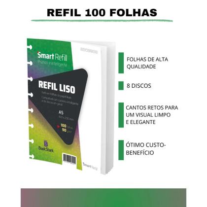 Imagem de Refil Liso Para Caderno Inteligente e de discos em geral - 100 Folhas (A5) - 8 discos