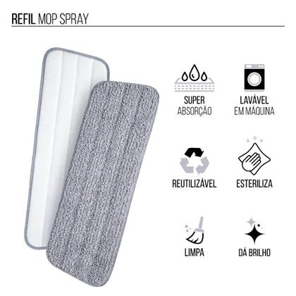 Imagem de Refil Mop Spray Rodo Microfibra Reutilizável Modelo Universal Compatível com Varios Modelos