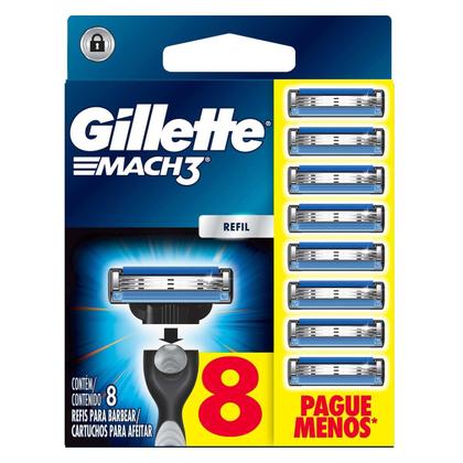Imagem de Refil para Aparelho de Barbear Gillette Mach3 Regular 8 Cargas