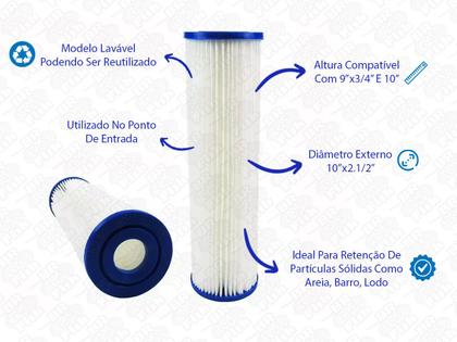 Imagem de Refil Polipropileno Plissado Lavável 10 X 2 1/2 25 Micras