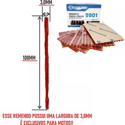 Imagem de Refis Pneu Moto Remendo Macarrão 1 Caixa = 60 Pçs - Bremen