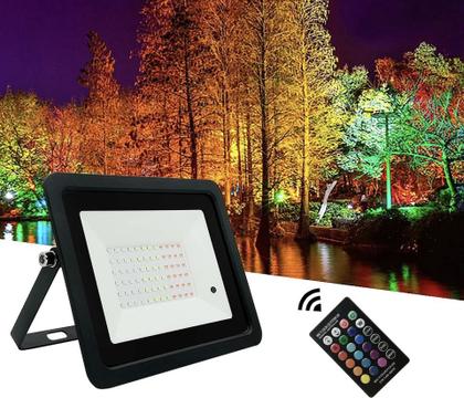 Imagem de Refletor 100W LED SMD Slim Mini Holofote RGB Colorido IP67 Bivolt