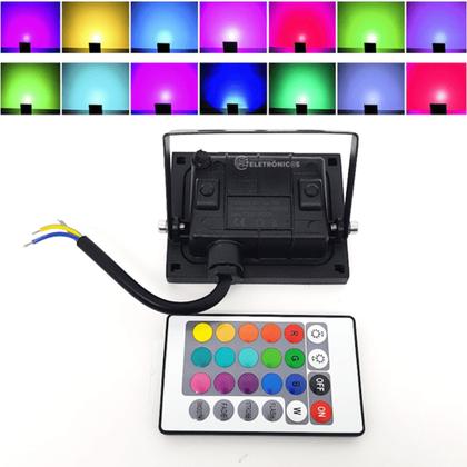 Imagem de Refletor 20W Rgb 12 Leds Holofote Decoração De Parede Exterior Super Forte 61354