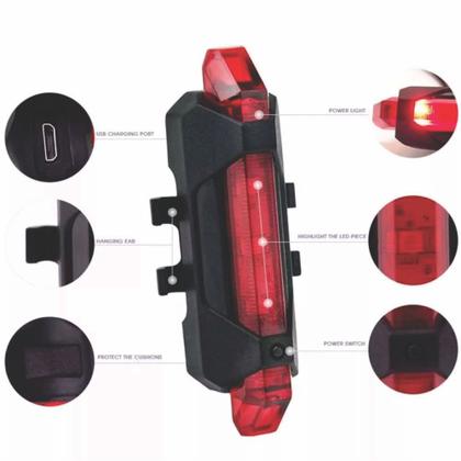 Imagem de Refletor Com Carregador USB Traseiro 15 Lumens TSW