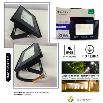 Imagem de Refletor De LED 6500K Holofote 30W Bivolt IP65 Externa Para Garagem Muro