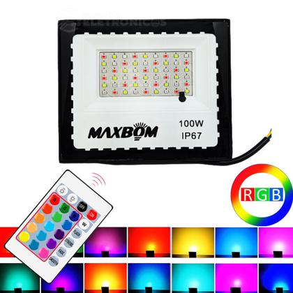 Imagem de Refletor Holofote RGB 100W LED SMD 16 Opções De Cores Com Controle Remoto 609714