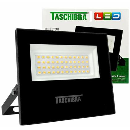 Imagem de Refletor Holofote Taschibra TR LED 50W Slim 6500K Preto Bivolt Resistente à Água Ambientes Externos (Luz Branca Fria)