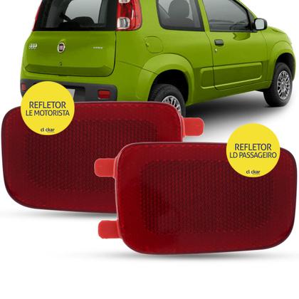 Imagem de Refletor Lanterna Olho de Gato Para-Choque Traseiro Fiat Uno Vivace 2010 2011 2012 2013 2014