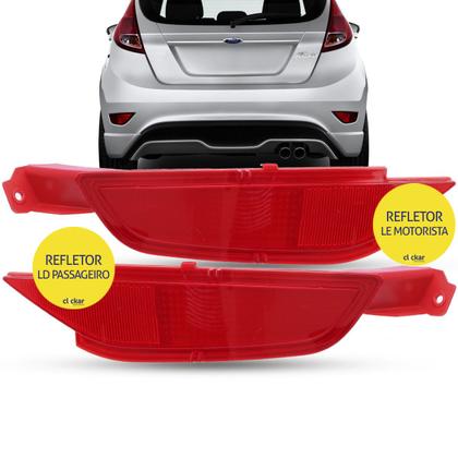 Imagem de Refletor Lanterna Olho de Gato Para-Choque Traseiro Ford New Fiesta Hatch 2013 2014 2015 2016 2017 2018
