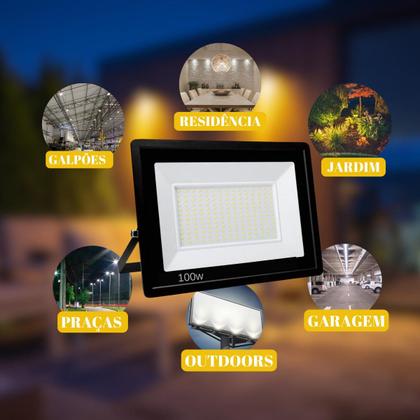 Imagem de Refletor Led 100w Holofote Bivolt Prova D'água Ip66 Frio