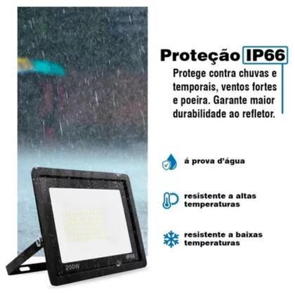 Refletor Led 200W Holofote Luminário Compacto Novo Premium - Black Watch Imagem de Refletor Led 200W Holofote Luminário Compacto Novo Premium