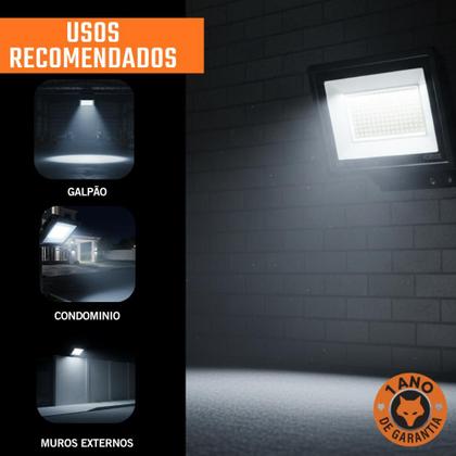Imagem de Refletor LED 300W Foxlux 6500K Branco Frio IP65 Bivolt Kit com 2