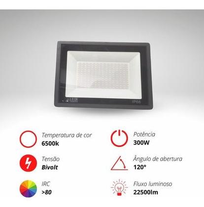 Imagem de Refletor Led Holofote 300W Biv IP66 Branco Frio Prova D'agua