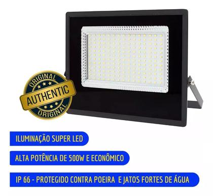 Imagem de  Refletor Led Holofote 500w Luminária 6500k Bivolt Branco Frio Ip66 A Prova D'agua