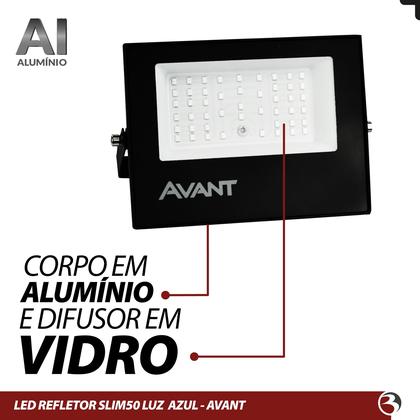 Imagem de Refletor LED Holofote Potente Slim 50W Luz Azul Aquario Piscina Bivolt - Avant