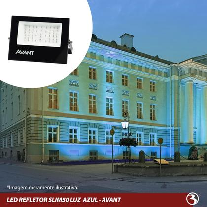 Imagem de Refletor LED Holofote Potente Slim 50W Luz Azul Aquario Piscina Bivolt - Avant