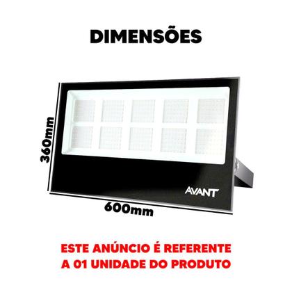 Imagem de Refletor Led Slim 500w 6500k Branco Frio 110v/220v Ip65 a prova d'água Preto Cod: 259901374 Avant