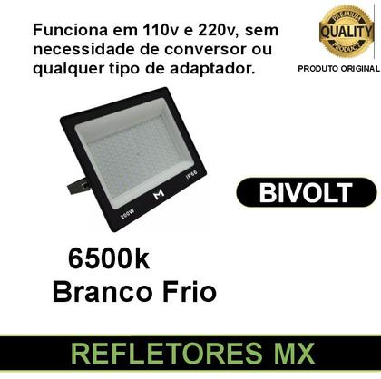 Imagem de Refletor LED SMD 200w Holofote Prova d'água Branco Frio 6500k Luz Branca Bivolt 110v 220v Blindado Alta Potência IP66