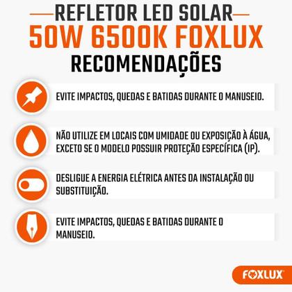 Imagem de Refletor LED Solar 50W Foxlux 6500K Branco Frio Painel Solar Controle Remoto