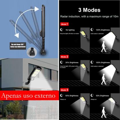 Imagem de Refletor Luminária Solar LED 600W Sem Fio Com Sensor de Presença e Controle Remoto LKY0018A