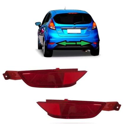 Imagem de Refletor Parachoque New Fiesta 2013 a 2019 Vermelho PAR