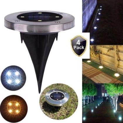 Imagem de Refletor Solar Balizador 8 LEDs Inox Kit 4 Jardim Caminho