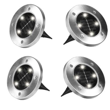 Imagem de Refletor Solar Balizador 8 LEDs Inox Kit 4 Jardim Caminho