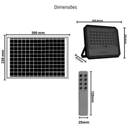 Imagem de Refletor Solar Led 200W 6500K C/Controle - Cristallux