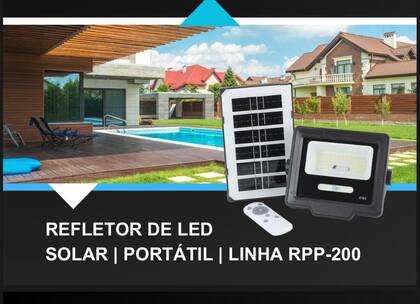 Imagem de Refletor Solar Led Holofote 200w Placa Bateria Prova Dágua