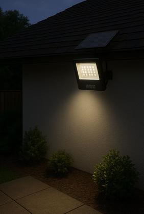 Imagem de Refletor Solar Led Holofote 200w Placa Conjugada Articulavel, refletor solar LED, iluminação externa, luz solar LED, refletor LED com controle remoto