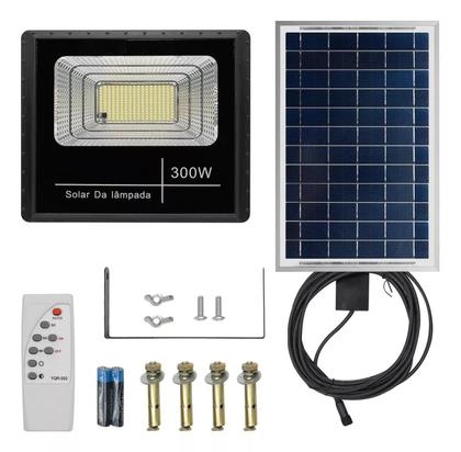 Imagem de Refletor Solar Led Holofote 300w Placa Bateria Prova Dágua