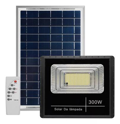 Imagem de Refletor Solar Led Holofote 300w Placa Bateria Prova Dágua