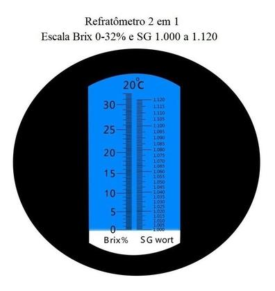 Imagem de Refratômetro Brix 0-32% e Gravidade 2 em 1 Medidor Cerveja Artesanal Açúcar Hidromel Caldo