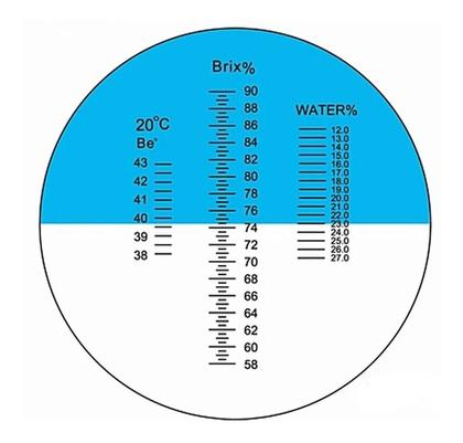 Imagem de Refratômetro Brix 58 A 90% Escala Tripla Mel Geleias Açucar