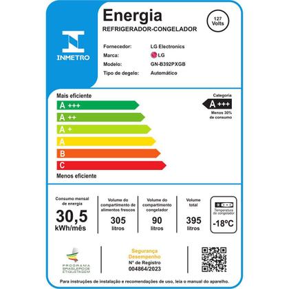 Imagem de Refrigerador 2 Portas 395L Top Freezer LG GN-B392PX