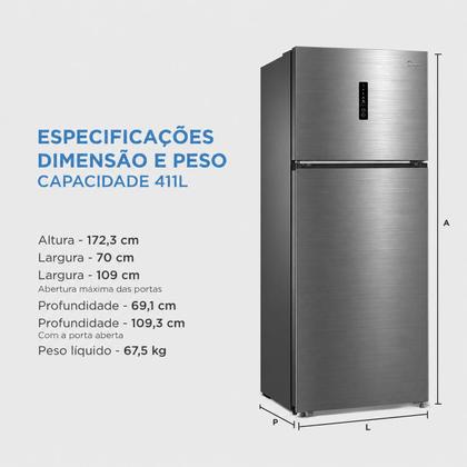 Imagem de Refrigerador 2porta frost free inox 411l - 127v - midea - md-rt580mta461