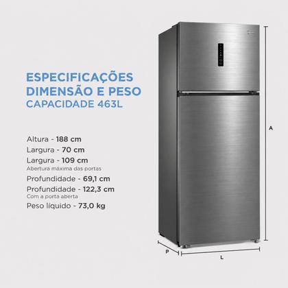 Imagem de Refrigerador 2porta frost free inox escuro 463l - 220v - midea - md-rt645mta282