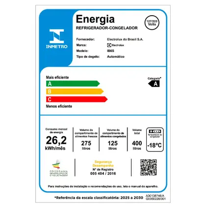 Imagem de Refrigerador Bottom Freezer Electrolux de 02 Portas Frost Free com 400 Litros Efficient Rapid Freeze Inox - IB6S