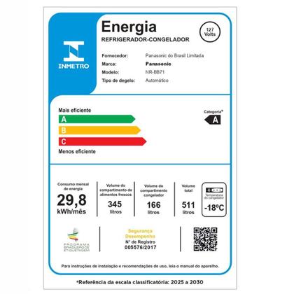 Imagem de Refrigerador Bottom Freezer Inverter Panasonic de 02 Portas Frost Free com 511 Litros Aço Escovado - NR-BB71PV7X