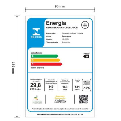 Imagem de Refrigerador Bottom Freezer Inverter Panasonic de 02 Portas Frost Free com 511 Litros Black Glass - NR-BB71GV7B