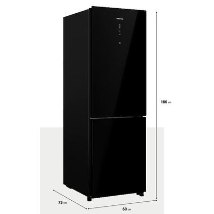 Imagem de Refrigerador Bottom Freezer Panasonic de 02 Portas Frost Free com 407 Litros, Inverter e Painel Easy Touch Black Glass - BB41